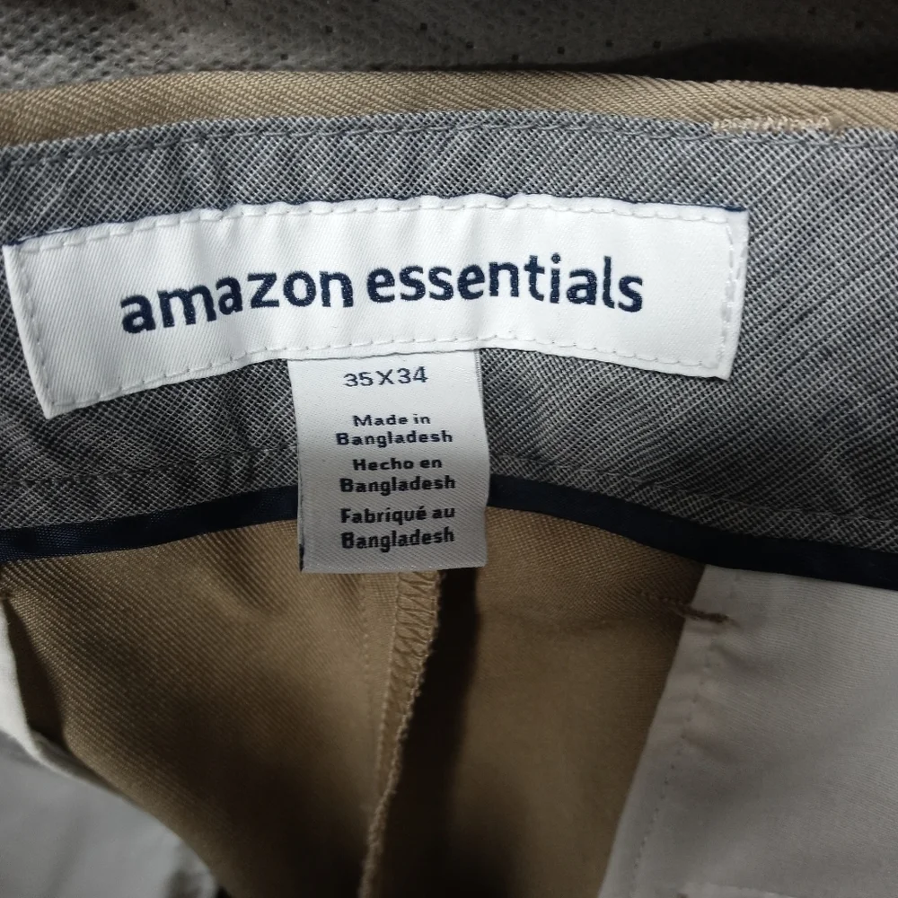 Amazon Essentials men's khaki pleat front polyeste